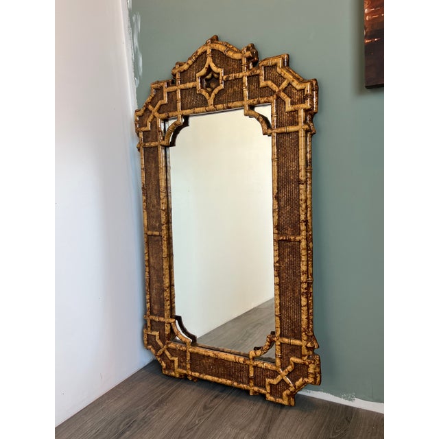 Vintage Chinoiserie fretwork fiber glass resin mirror This minor has minor wear and is in great vintage condition...