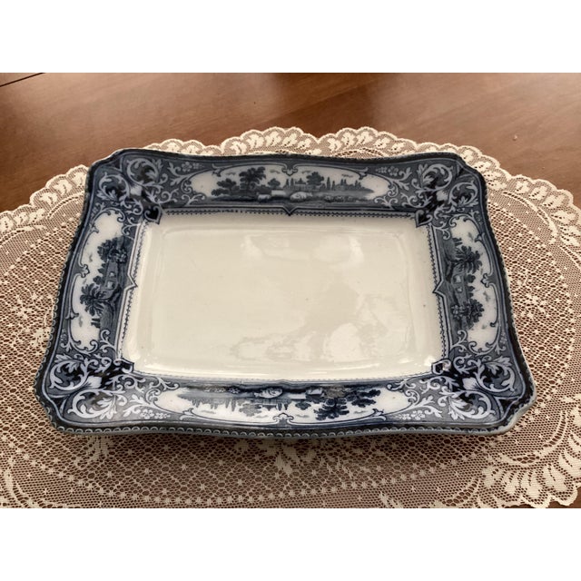 Rare Antique Ford & Sons "Verona" Flow Blue Meat Serving Platter-Bruslem England-Cows For Sale - Image 13 of 13