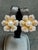 Modern Diamond South Sea Pearl Platinum Large Flower Clip on Earrings, Two Tone For Sale - Image 3 of 8