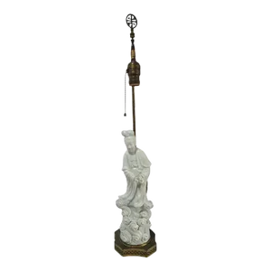 Antique Blanc-De-Chine Asian Chinoiserie Figural Table Lamp