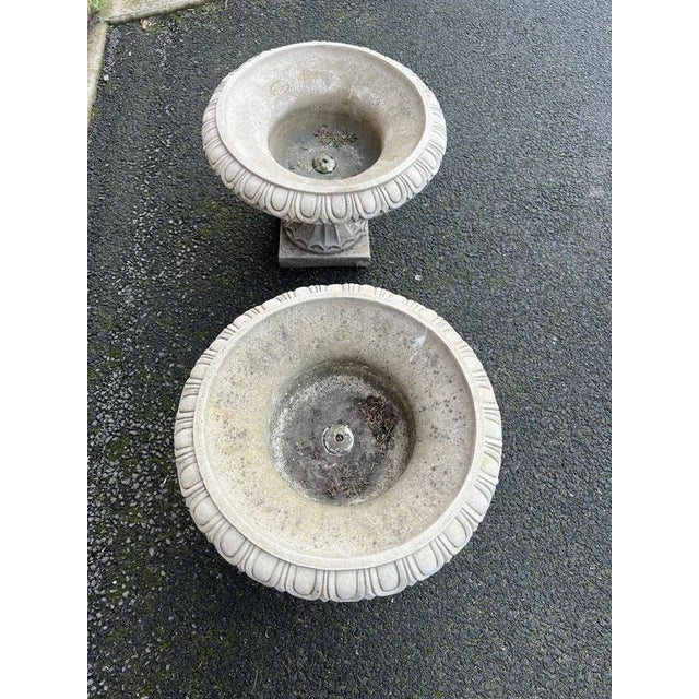 English Cast Stone Garden Urns, Set of 2 For Sale - Image 12 of 18