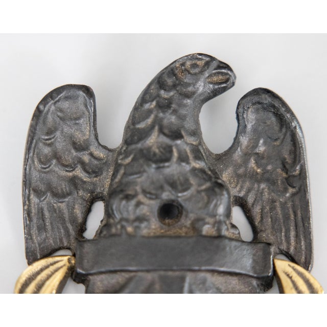 Early 20th Century Antique American Cast Iron & Brass Federal Eagle Door Knocker For Sale - Image 5 of 7