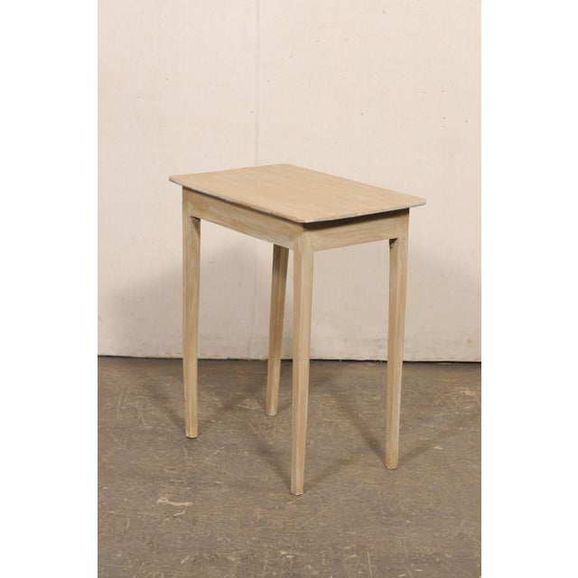 Tan Early 20th Century Swedish Minimalist Beige Wood Side Table For Sale - Image 8 of 11