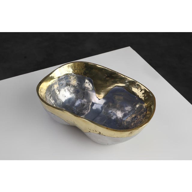 Candleholder and Bowl in Aluminum and Brass from David Marshall, United Kingdom, 1970s, Set of 2 For Sale - Image 4 of 13