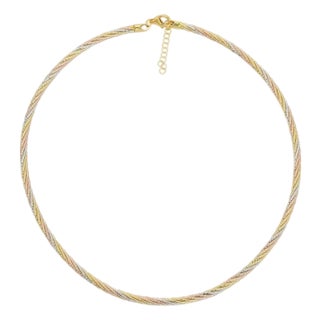 Rope Twisted Choker Chain Necklace for Women in 925 Sterling Silver For Sale