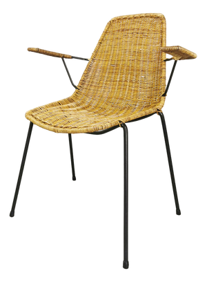 Midollino Basketball Chairs attributed to Campo E Graffi, 1960s, Set of 4