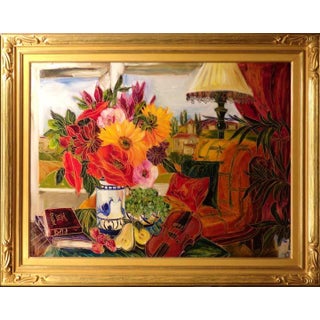 Maya Eventov "Floral With Watermelon"Original Acrylic Hand Signed Art For Sale