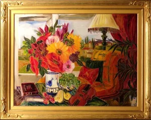 Maya Eventov "Floral With Watermelon"Original Acrylic Hand Signed Art
