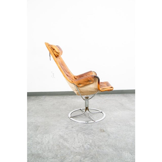 Mid-Century Modern Mid Century Danish Modern Lounge Chair Attributed Dux Bruno Mathsson Jetson Brown Leather For Sale - Image 3 of 12