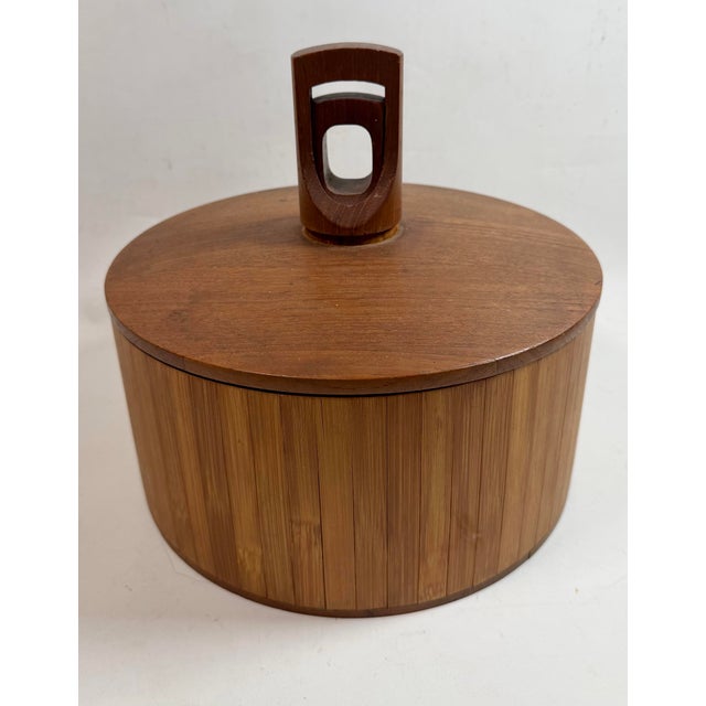 Mid-Century Modern Jens Quistgaard Dansk Modern Bamboo and Teak Ice Bucket, 1960, Denmark For Sale - Image 3 of 9