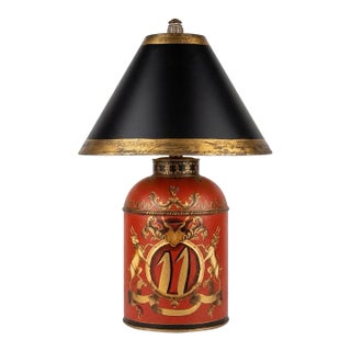 Vintage English Tole Tea Canister Lamp For Sale