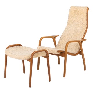 Set of Lamino Lounge Chair and Ottoman by Yngve Ekström for Swedese, 1950s For Sale