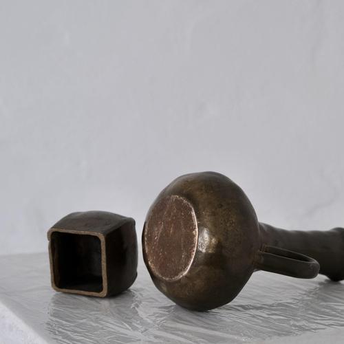 Brutalist Cast Bronze Candle Holder and Vase, 1970s, Set of 2 For Sale - Image 6 of 8
