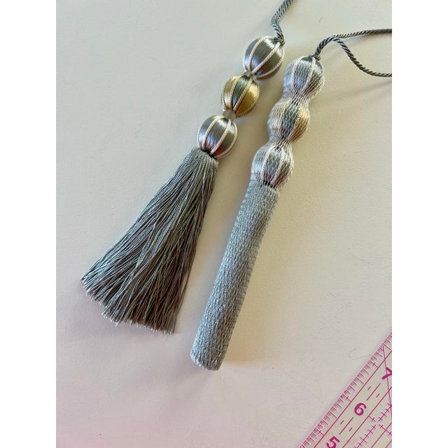 Beaded Satin Key Tassel in Color- Bluestone For Sale - Image 9 of 12