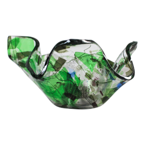 Vintage Art Glass Handkerchief Flower Frog Vase