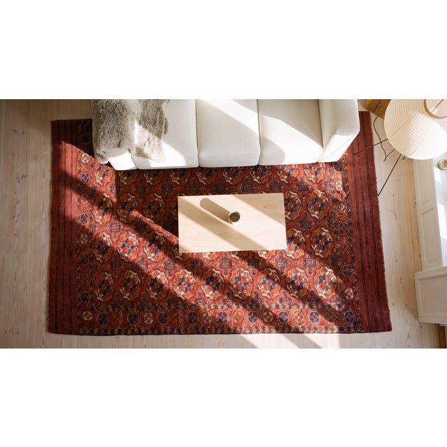 Brilliant Red and Blue Color With Geometric Design Antique Turkmen Tekke Rug For Sale - Image 12 of 14