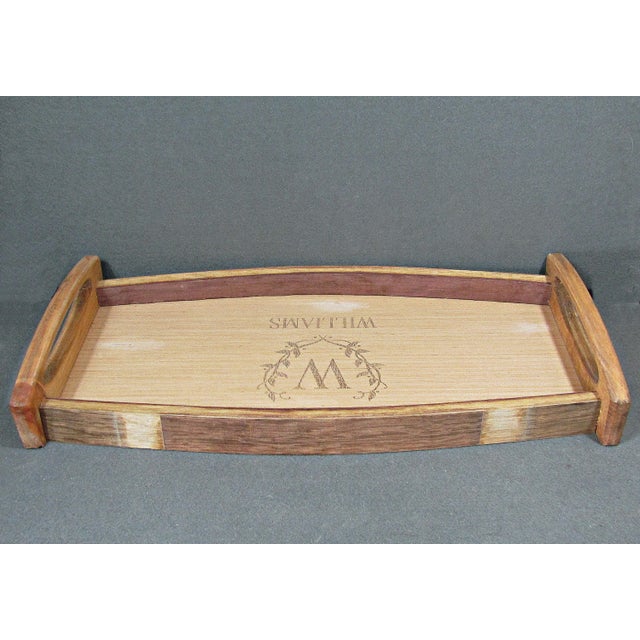Pinecone Home Reclaimed Wine Barrel Stave Serving Tray, Williams Monogram For Sale - Image 4 of 10