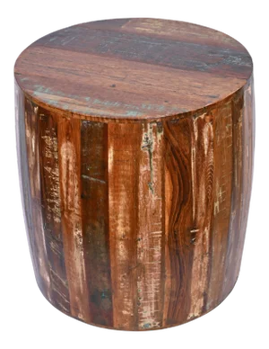 Rustic Reclaimed Drum Barrel Shaped Side Table