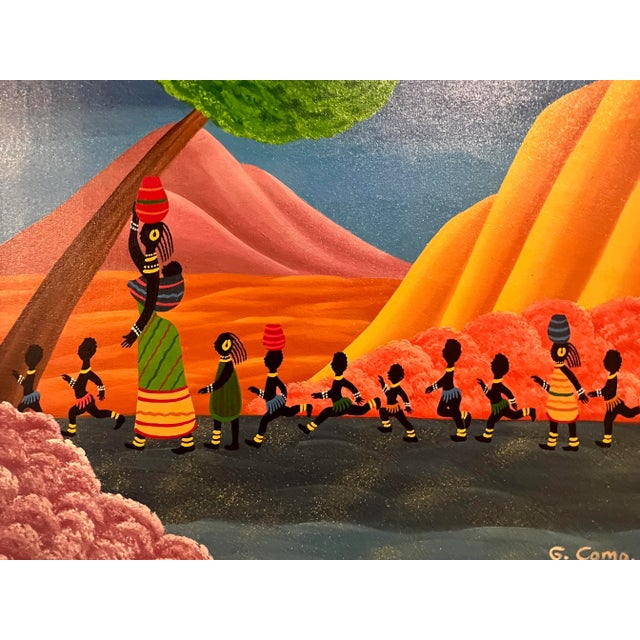 Folk Art Vintage Folk Art Painting For Sale - Image 3 of 9