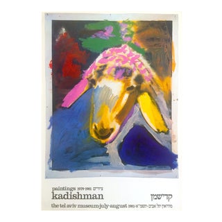 Vintage 1981 Menashe Kadishman Original Lithograph Print Pop Art Exhibition Poster For Sale