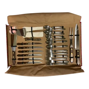 1970's Picnic Set & Acessories in Plaid Carrying Case- 31 Pieces