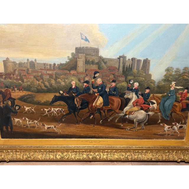 Large Mid 19th Century Oil Painting King George III Returning From Hunting Before Windsor Castle After James Pollard (1792–1867) For Sale - Image 11 of 18