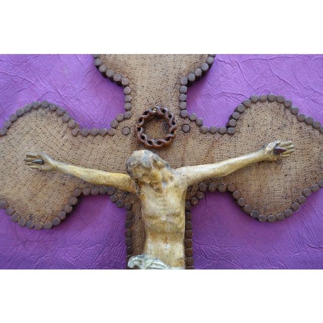 Folk Art Crucifix in Wood and Papier-Mâché For Sale - Image 3 of 4