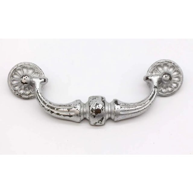 Metal Vintage Traditional Silver Painted Bridge Drawer Pulls For Sale - Image 7 of 7
