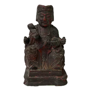 Vintage Chinese Wooden Carved Home Guardian Deity Figure