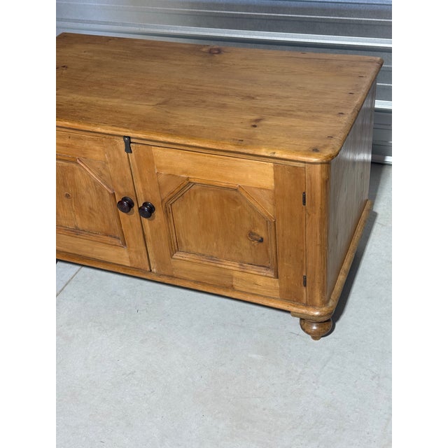Wood Antique Pine Low Cupboard From England For Sale - Image 7 of 18
