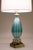 Rare Large Turquoise "Costolato" Barovier Toso Murano Italy Thick Bubble Blown Art Glass Brass Table Lamp 1960s For Sale - Image 9 of 14