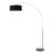 92" Adjustable 1959 Morelli Float Brass Lamp - Mid Century Modern Arc Lamp, Black Linen Shade, Dimmable, Black Marble Base For Sale