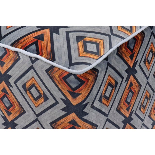 Boho Chic Velvet Upholstered Ottoman For Sale - Image 4 of 9