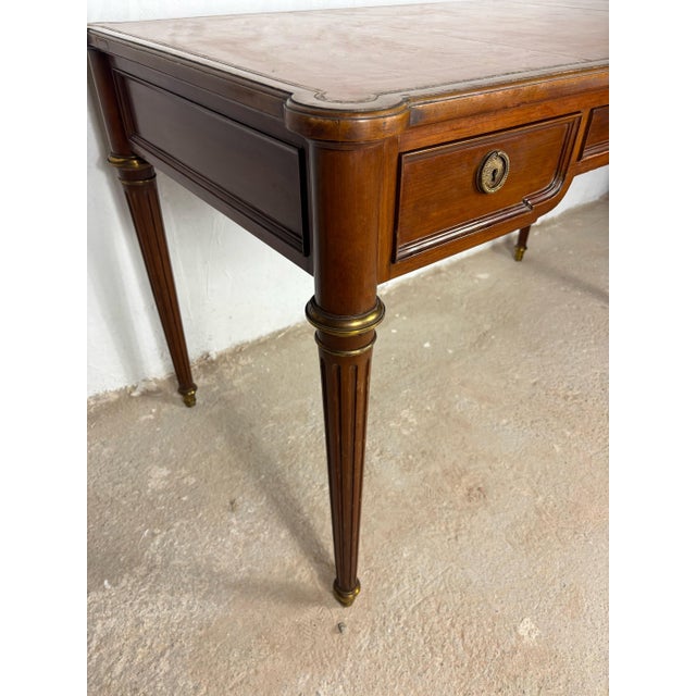 Elegant Early 20th Century Writing Desk With Brass Details and Three Drawers For Sale - Image 6 of 14