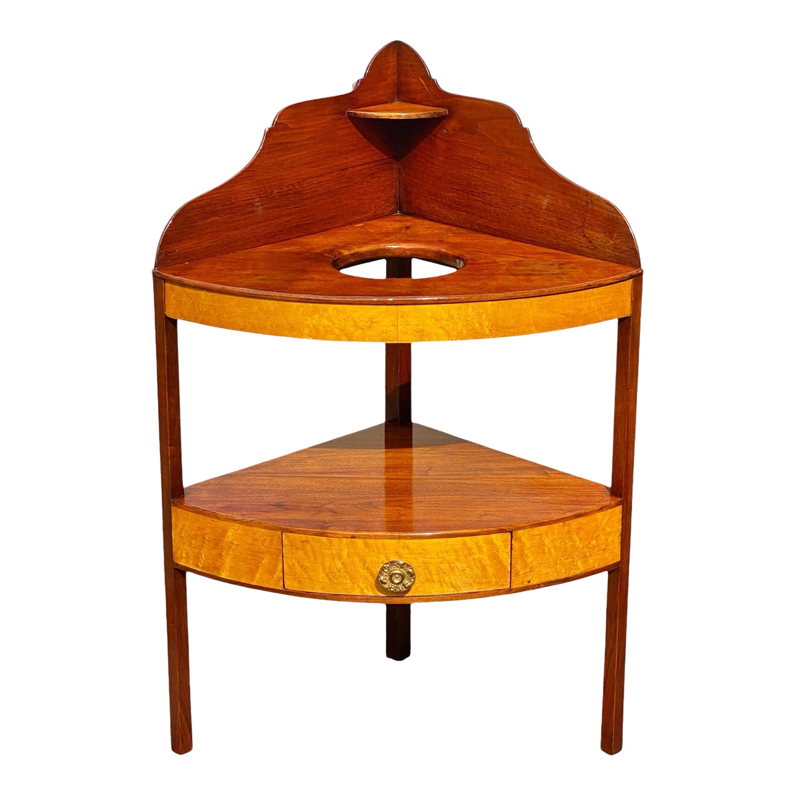 Antique Federal Period Cherry & Birds Eye Maple Corner Washstand With ...