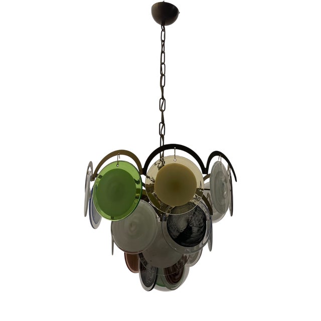 Space Age Murano Glass Disc Chandelier, 1970s For Sale