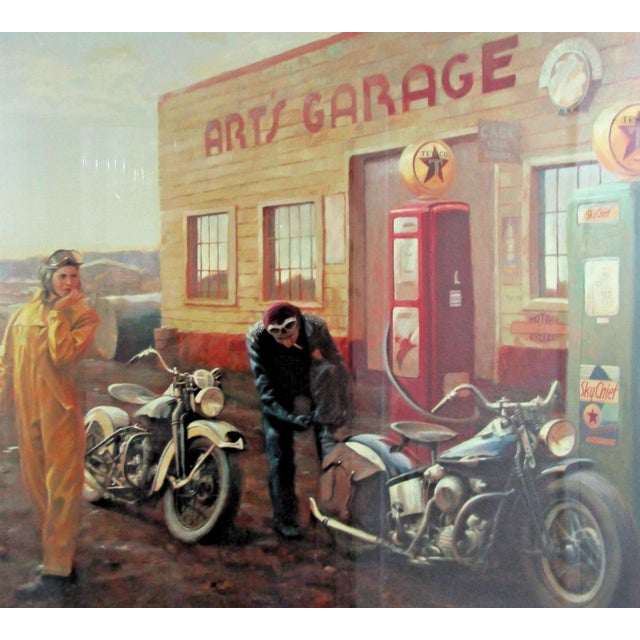 2000 - 2009 David Uhl Harley-Davidson "Change in the Weather" Large Framed Art Print For Sale - Image 5 of 16