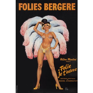 Large Original Folies Bergères I Adore You Poster by Aslan For Sale