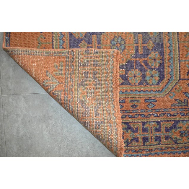 Burnt Orange 1970s Distressed Oushak Runner Rug Muddy Waters Color Hallway For Sale - Image 8 of 9