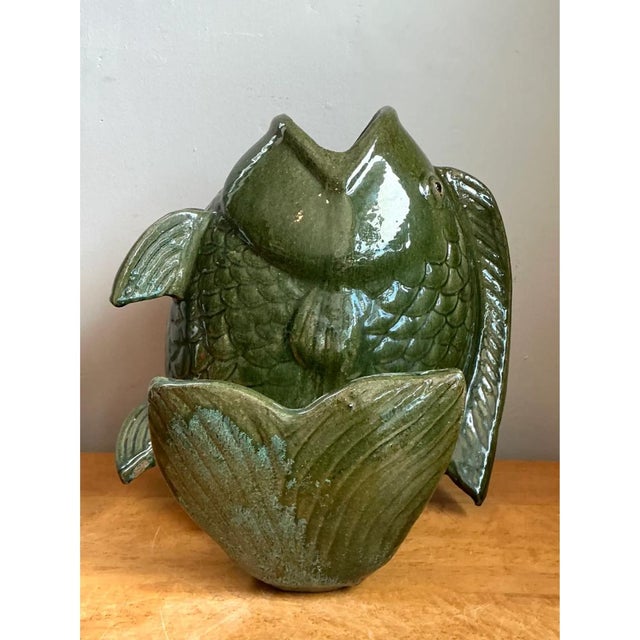 Vintage Sculptural Fish Ceramic Floor Vase For Sale - Image 12 of 12