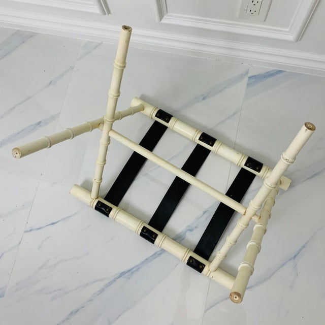 Vintage 1950’s Dorothy Draper Era Faux Bamboo Suitcase Luggage Rack For Sale In Miami - Image 6 of 10