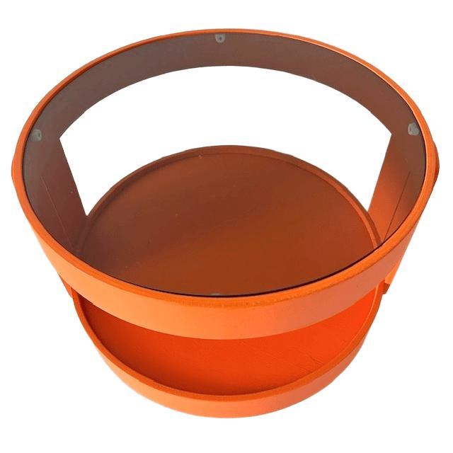 Orange Vintage Space Age Orange Side Table on Wheels, 1960s For Sale - Image 8 of 9