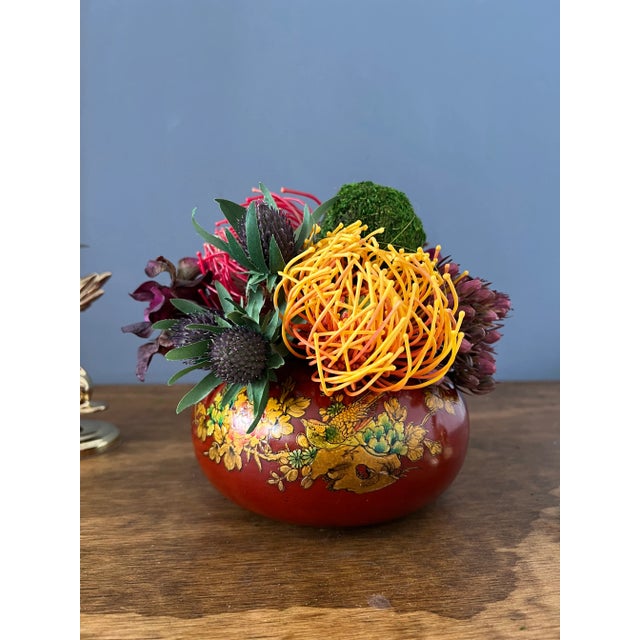 Japanese 1930s Antique Japanese Hand Painted Wooden Vase For Sale - Image 3 of 6