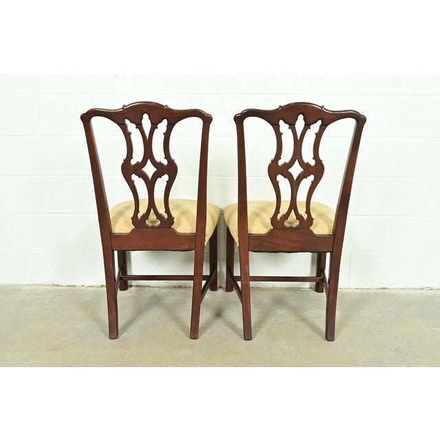 Baker Furniture Style Georgian Carved Mahogany Side Chairs or Dining Chairs, Pair For Sale - Image 11 of 13