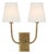 Thomas O'Brien for Visual Comfort Signature Hulton Double Sconce in Hand-Rubbed Antique Brass with Crystal Backplate with Linen Shades For Sale