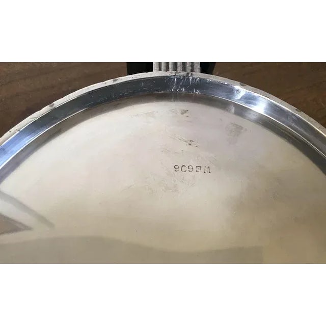 1920s Art Deco Silver Plate Galleried Oval Tray or Centerpiece Bowl with Exotic Wood Handles For Sale - Image 10 of 11