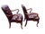 Queen Anne Late 20th Century Pair Red Chesterfield Tufted Leather Gooseneck Library Armchairs For Sale - Image 3 of 15