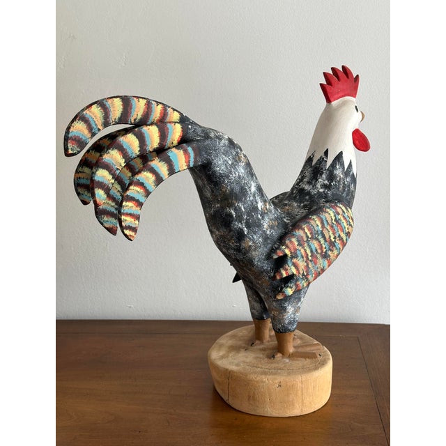 Mexican David Alvarez Folk Art Carved and Painted Rooster For Sale - Image 3 of 8