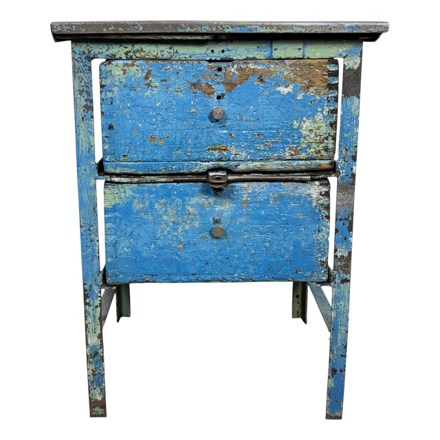 Industrial Blue Iron Chest of Drawers, 1950s For Sale