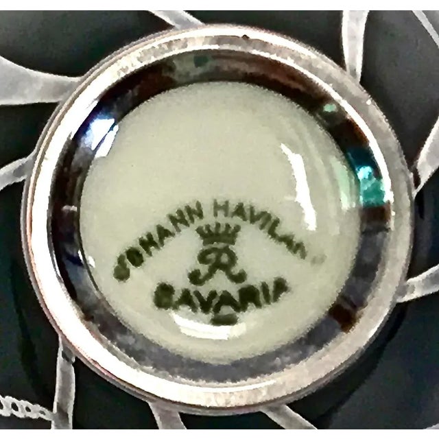 Vintage Art Deco Haviland Green & Silver Porcelain Vase For Sale - Image 9 of 9